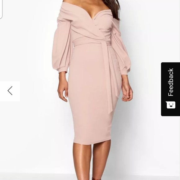 Off the Shoulder Wrap Midi Dress (Boohoo) - New, never worn - Picture 5 of 5